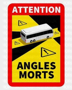 Blind Spot Angles Morts Coach Bus Motorhome Sticker Warning Stick