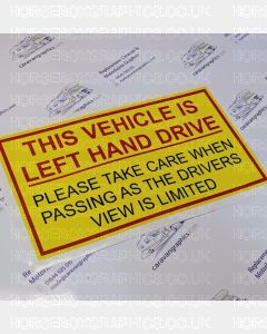 Left Hand Drive Vehicle Warning Sticker