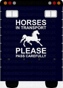 Caution Horses In Transit Pass Carefully Sticker for Lorries / Trailers /Horsebox (Choice of fonts)