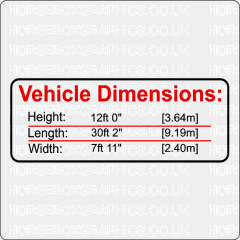 Vehicle Height, Length and Width Sticker1