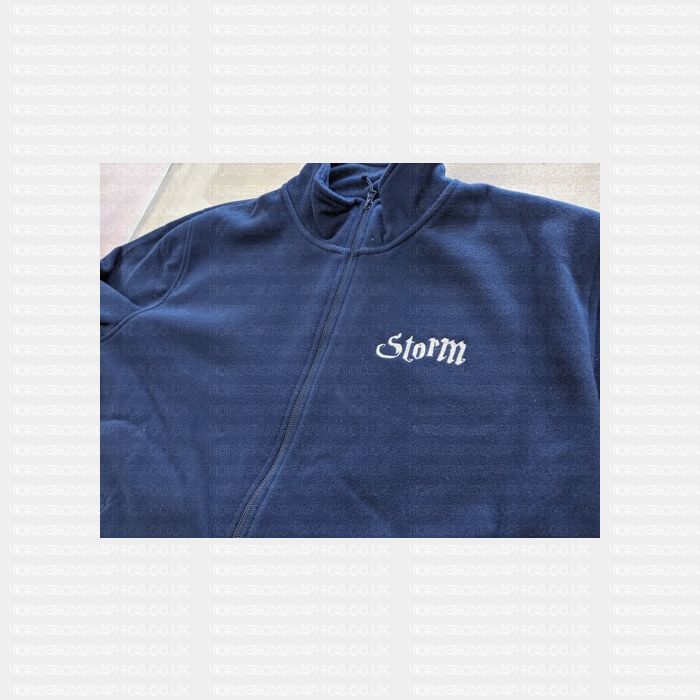 Embroidered fleece boat name
