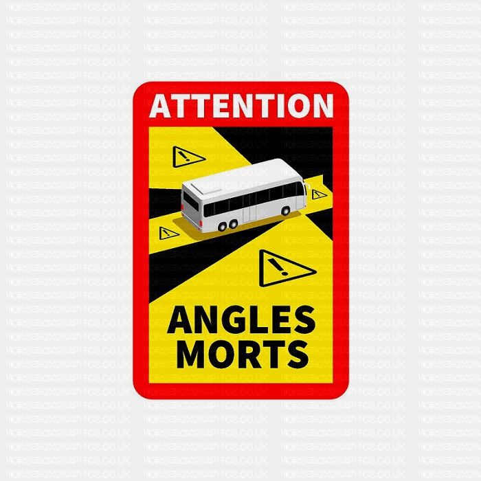Blind Spot Angles Morts Coach Bus Motorhome Sticker Warning Stick