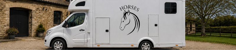 Horse head graphic on a horsebox