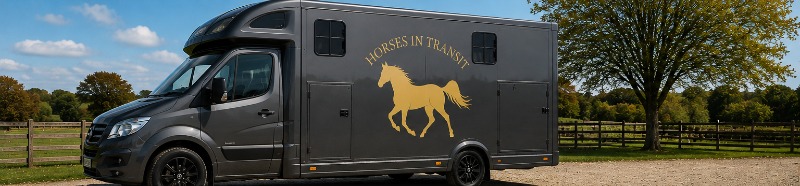 Horse silhouette graphic on a horsebox